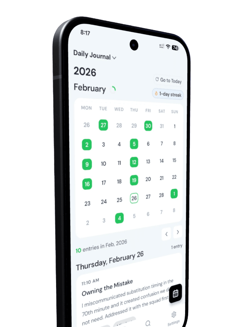 Saga calendar view with a month of journal entries